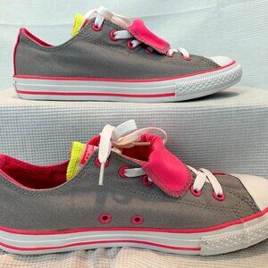 Converse Chuck Taylor All Star Low Top Junior 6 Double Tongue gray, pink, yellow